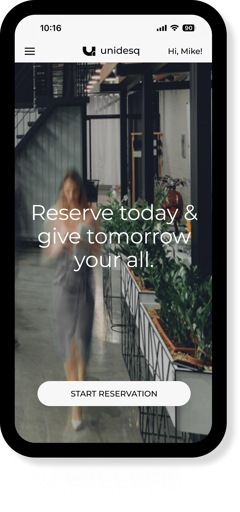 Reserve a desk now with Unidesq via your phone